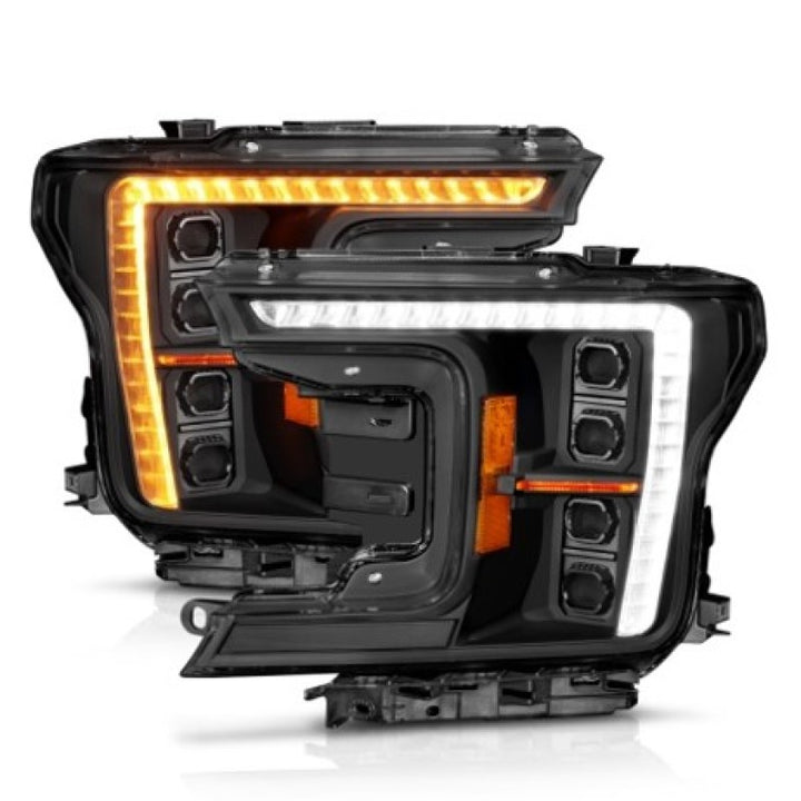 ANZO 18-20 Ford F-150 (w/Factory Halogen) Z-Series Full LED Proj Headlights - Pair - Bull Strap