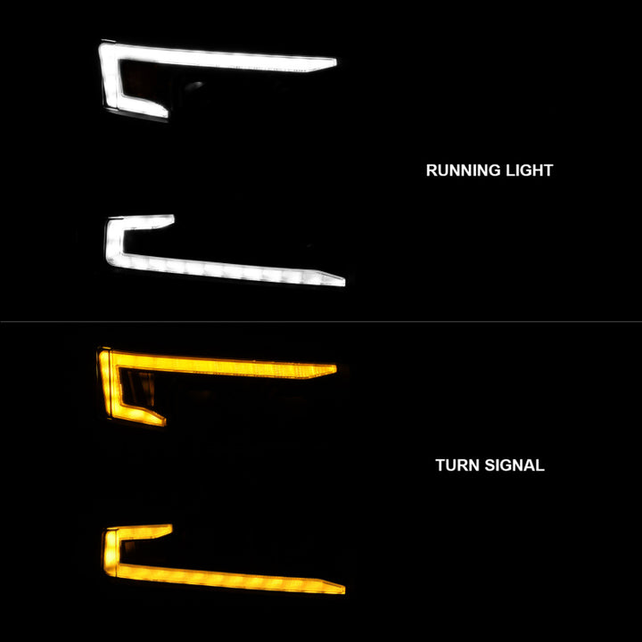 ANZO 19-22 Chevrolet Silverado 1500 LED Proj HL w/Lgt Bar SwBk Seq. Blk w/In. Light - Passenger Side - Bull Strap