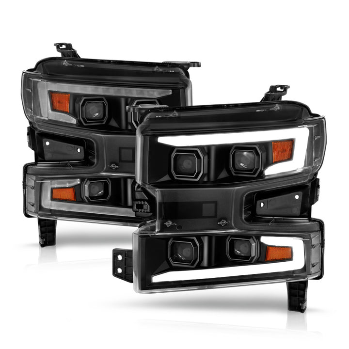ANZO 19-22 Chevrolet Silverado 1500 LED Proj HL w/Lgt Bar SwBk Seq. Blk w/In. Light - Passenger Side - Bull Strap