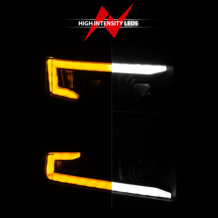 ANZO 19-22 Chevrolet Silverado 1500 LED Proj HL w/Lgt Bar SwBk Seq. Blk w/In. Light - Passenger Side - Bull Strap