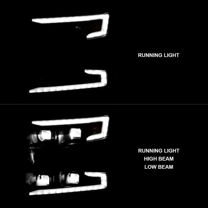 ANZO 19-22 Chevrolet Silverado 1500 LED Proj HL w/Lgt Bar SwBk Seq. Blk w/In. Light - Passenger Side - Bull Strap