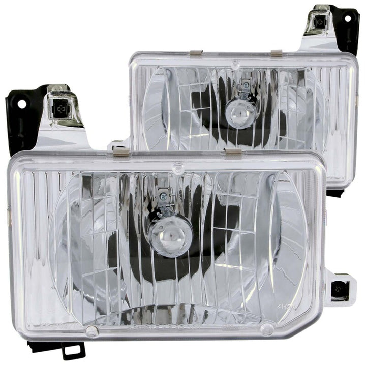 ANZO 1988-1989 Nissan Hardbody Crystal Headlights Chrome - Bull Strap