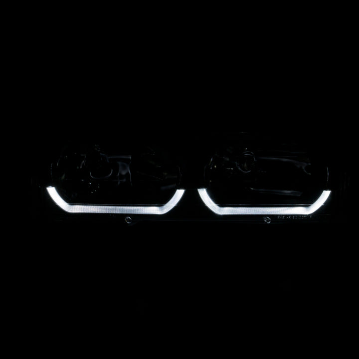 ANZO 1988-1998 Chevrolet C1500 Crystal Headlights Black w/ Low - Brow - Bull Strap