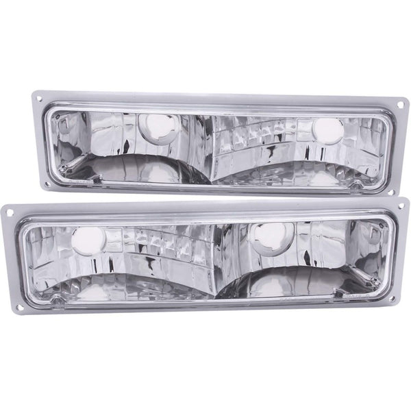 ANZO 1988-1998 Chevrolet C1500 Euro Parking Lights Chrome - Bull Strap