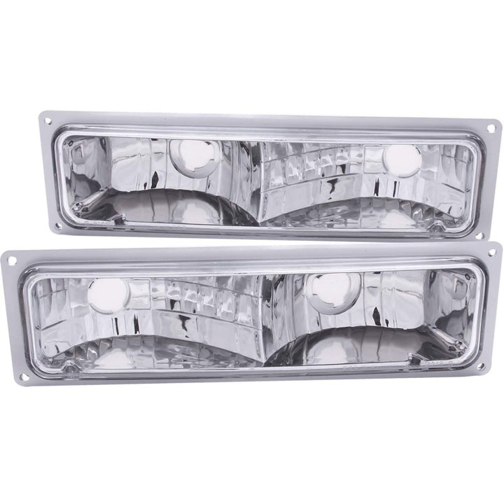 ANZO 1988-1998 Chevrolet C1500 Euro Parking Lights Chrome - Bull Strap