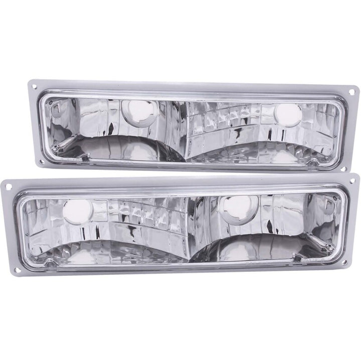 ANZO 1988-1998 Chevrolet C1500 Euro Parking Lights Chrome - Bull Strap