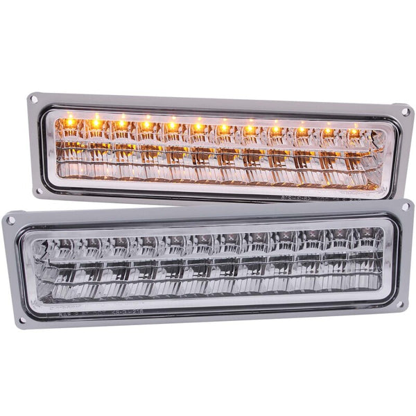 ANZO 1988-1998 Chevrolet C1500 LED Parking Lights Chrome - Bull Strap