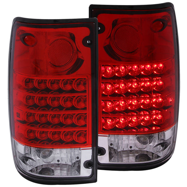 ANZO 1989-1995 Toyota Pickup LED Taillights Red/Clear - Bull Strap
