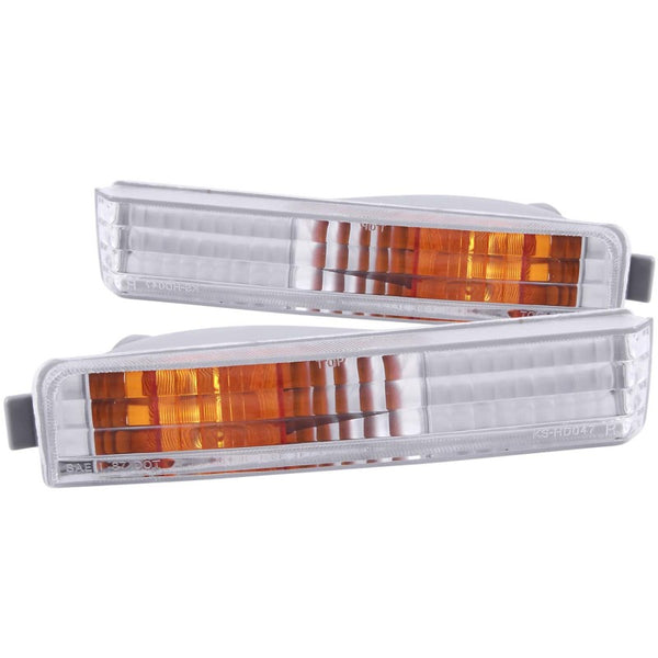 ANZO 1990-1991 Honda Accord Euro Parking Lights Chrome w/ Amber Reflector - Bull Strap