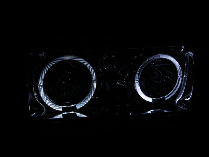 ANZO 1991-1994 Toyota Land Cruiser Crystal Headlights w/ Halo Chrome - Bull Strap