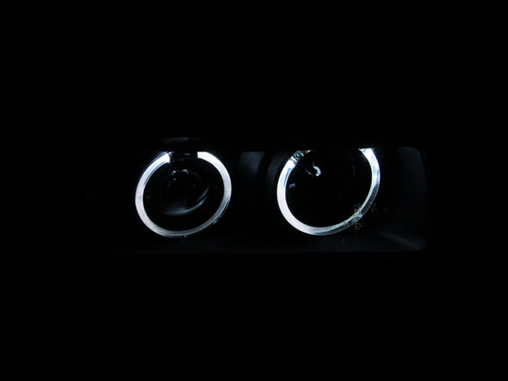 ANZO 1992-1998 BMW 3 Series E36 Projector Headlights w/ Halo Black G2 1 pc - Bull Strap