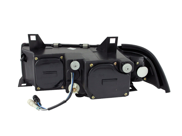 ANZO 1992-1998 BMW 3 Series E36 Projector Headlights w/ Halo Black G2 1 pc - Bull Strap