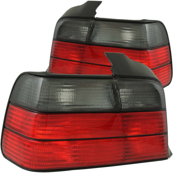 ANZO 1992-1998 BMW 3 Series E36 Sedan Taillights Red/Smoke - Bull Strap