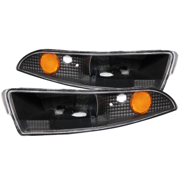 ANZO 1993-2002 Chevrolet Camaro Euro Parking Lights Black w/ Amber Reflector - Bull Strap