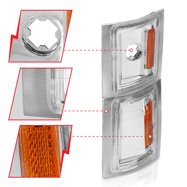 ANZO 1994-1998 Chevrolet Blazer Corner Lights Clear Lens w/ Amber Reflector - Bull Strap