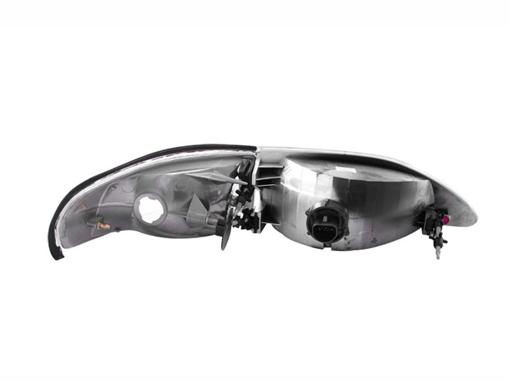 ANZO 1994-1998 Ford Mustang Crystal Headlights Chrome - Bull Strap