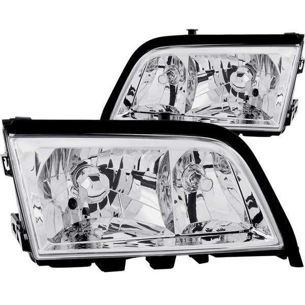 ANZO 1994-2000 Mercedes Benz C Class W202 Crystal Headlights Chrome - Bull Strap