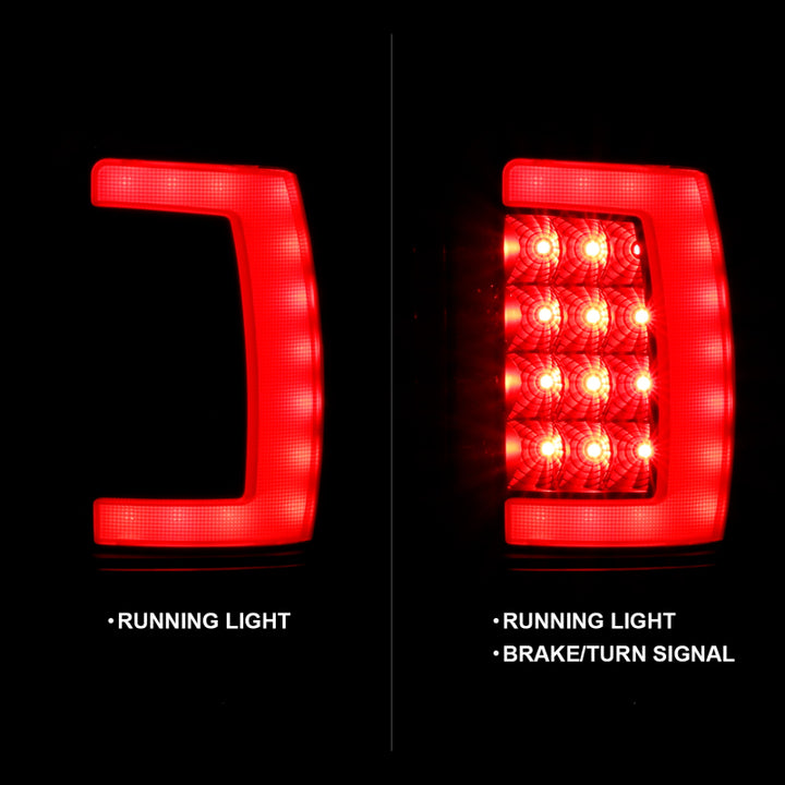 ANZO 1994-2001 Dodge Ram 1500 LED Taillights Plank Style Black w/Clear Lens - Bull Strap