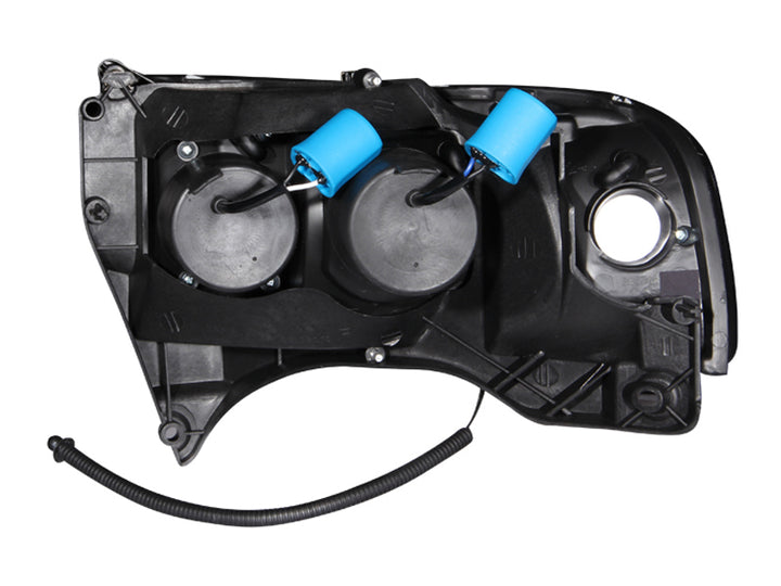 ANZO 1994-2001 Dodge Ram Projector Headlights w/ Halo Black - Bull Strap