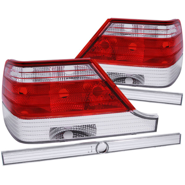 ANZO 1995-1999 Mercedes Benz S Class W140 Taillights Red/Clear - Bull Strap