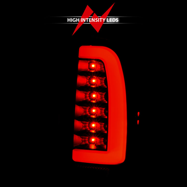 ANZO 1995-2000 Toyota Tacoma LED Taillights Black Housing Smoke Lens (Pair) - Bull Strap