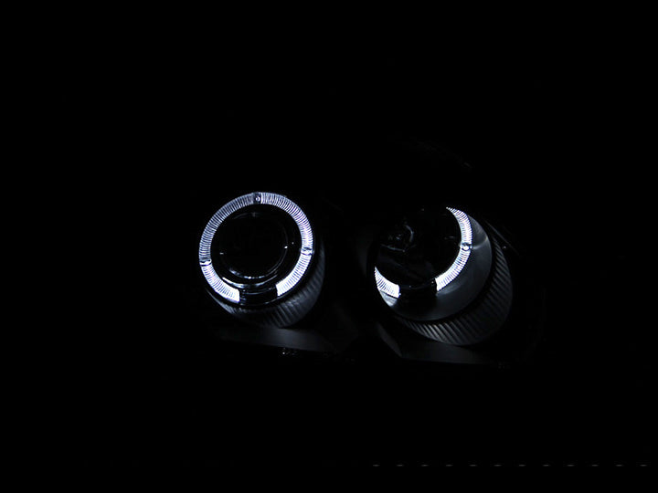 ANZO 1996-1998 Honda Civic Projector Headlights w/ Halo Black - Bull Strap