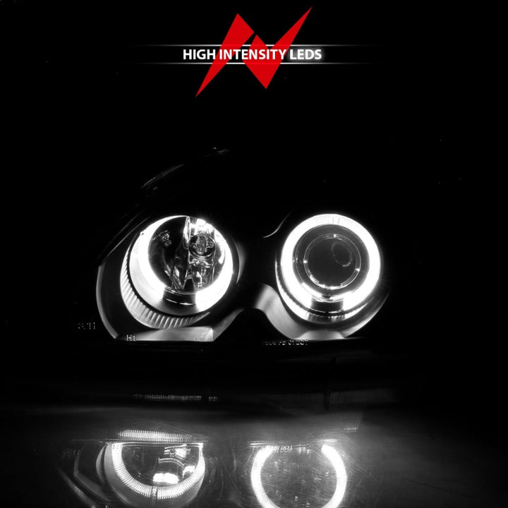 ANZO 1996-1998 Honda Civic Projector Headlights w/ Halo Black - Bull Strap