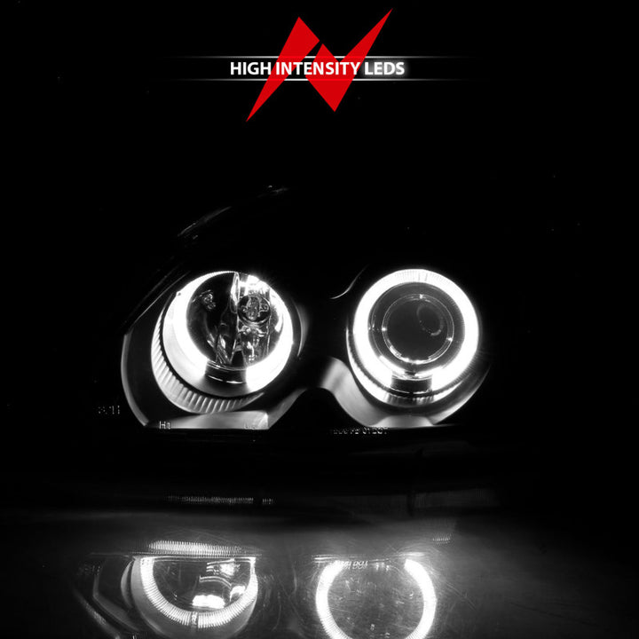 ANZO 1996-1998 Honda Civic Projector Headlights w/ Halo Black - Bull Strap