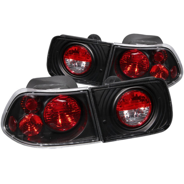 ANZO 1996-2000 Honda Civic Coupe Taillights Black - Bull Strap