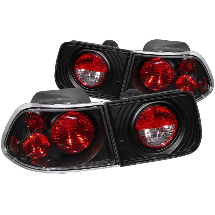 ANZO 1996-2000 Honda Civic Coupe Taillights Black - Bull Strap