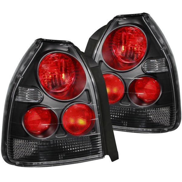 ANZO 1996-2000 Honda Civic Taillights Black - Bull Strap