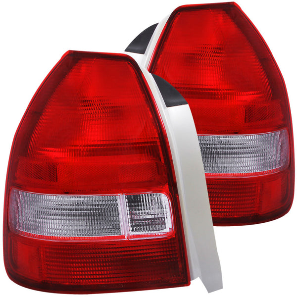 ANZO 1996-2000 Honda Civic Taillights Red/Clear - Bull Strap
