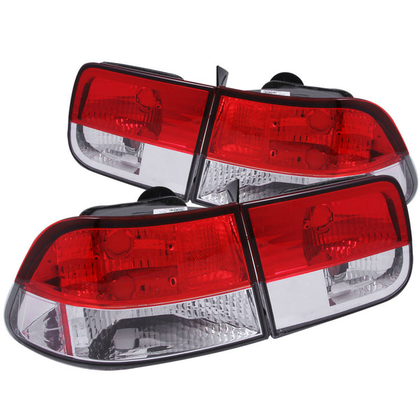 ANZO 1996-2000 Honda Civic Taillights Red/Clear - Bull Strap