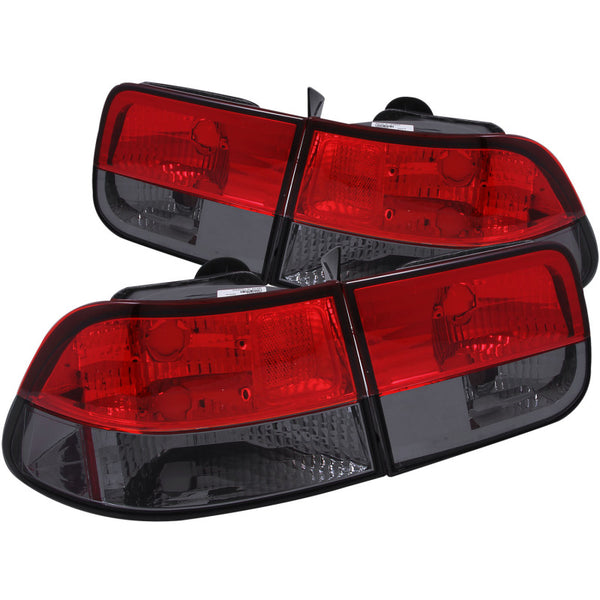 ANZO 1996-2000 Honda Civic Taillights Red/Smoke - Bull Strap