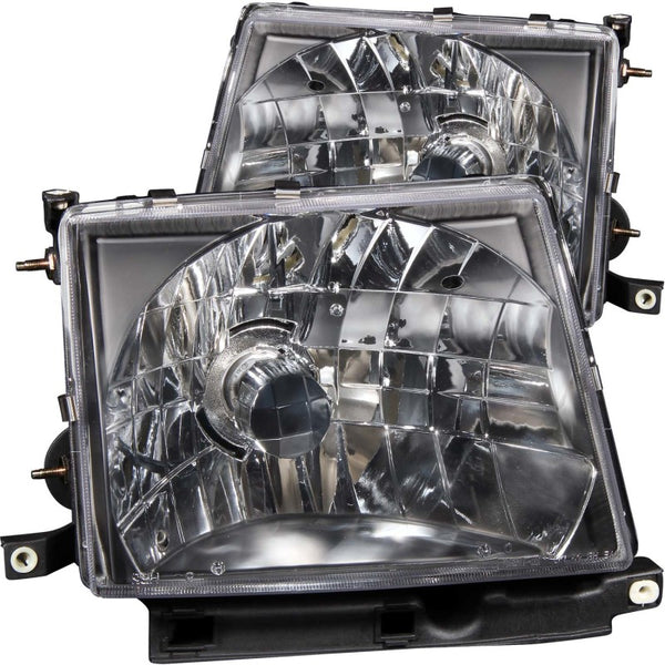 ANZO 1997-2000 Toyota Tacoma Crystal Headlights Black - Bull Strap