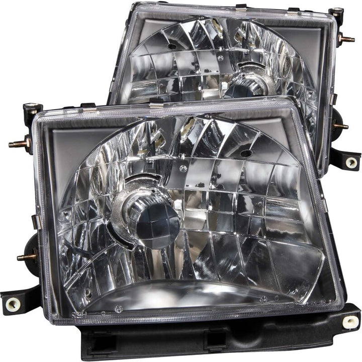 ANZO 1997-2000 Toyota Tacoma Crystal Headlights Black - Bull Strap