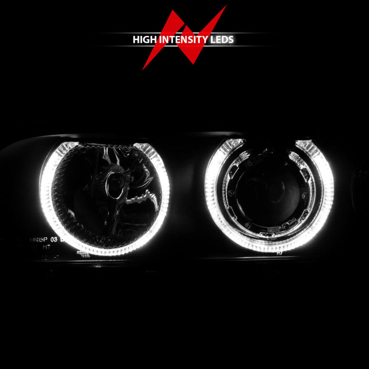 ANZO 1997-2001 BMW 5 Series Projector Headlights w/ Halo Black - Bull Strap