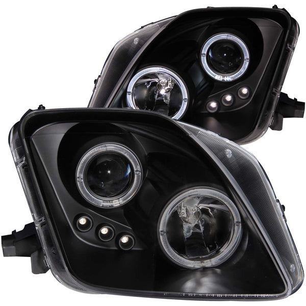 ANZO 1997-2001 Honda Prelude Projector Headlights w/ Halo Black w/ LED - Bull Strap