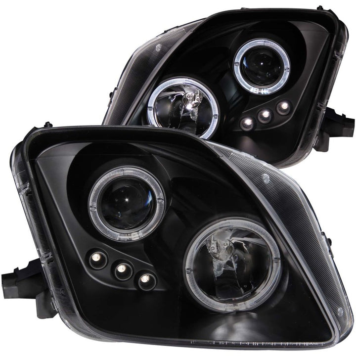 ANZO 1997-2001 Honda Prelude Projector Headlights w/ Halo Black w/ LED - Bull Strap