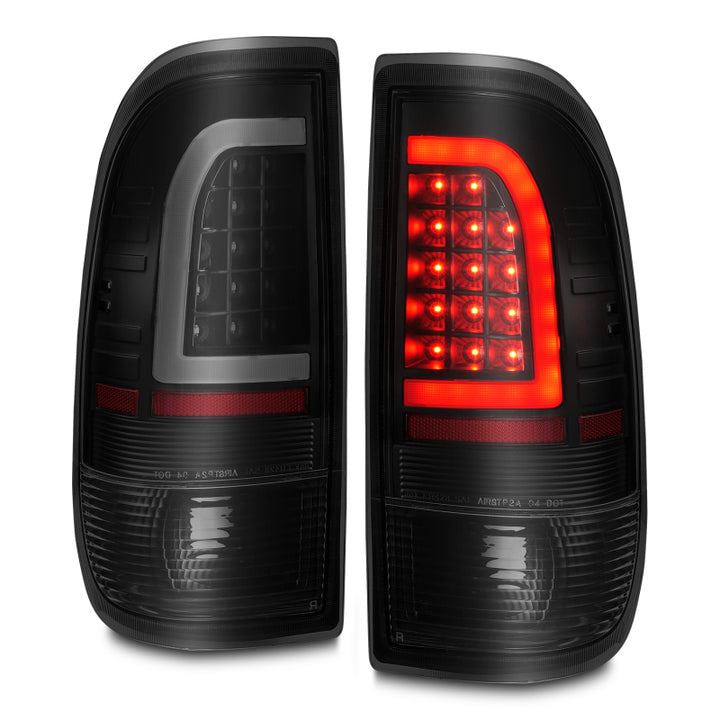 ANZO 1997-2003 Ford F-150 LED Tail Lights w/ Light Bar Black Housing Smoke Lens - Bull Strap