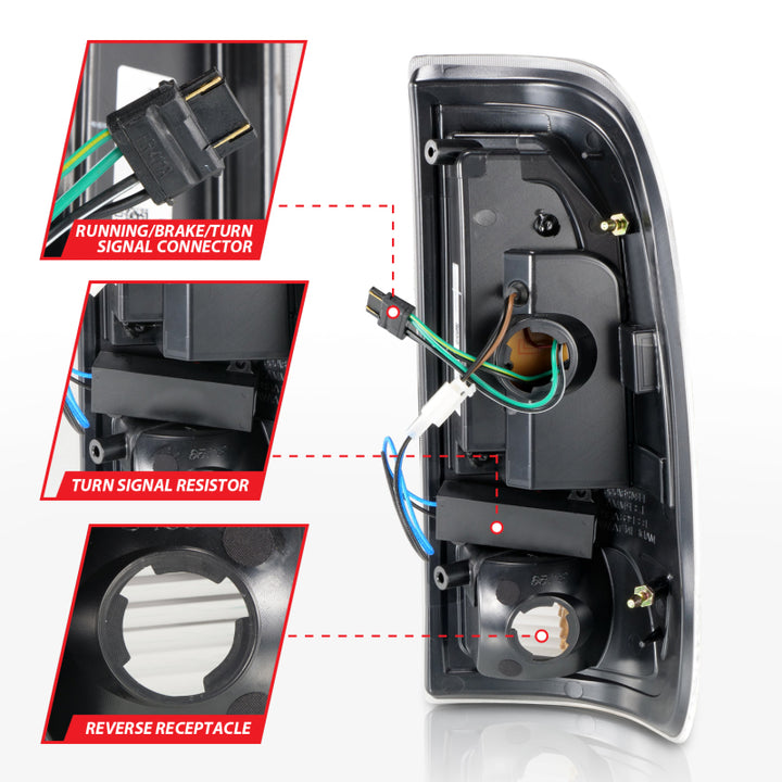 ANZO 1997-2003 Ford F-150 LED Tail Lights w/ Light Bar Black Housing Smoke Lens - Bull Strap
