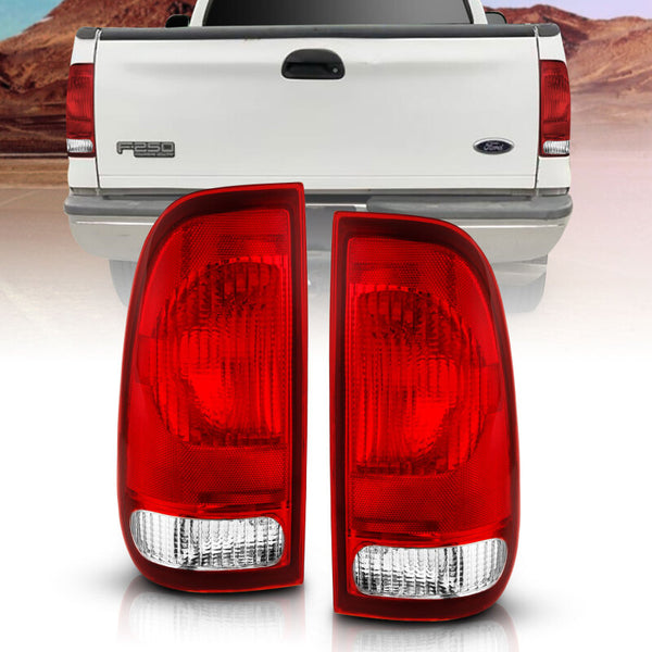 ANZO 1997-2003 Ford F-150 Taillight Red/Clear Lens (OE Replacement) - Bull Strap
