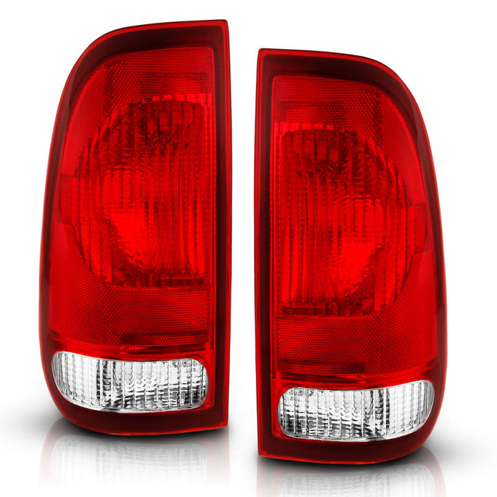 ANZO 1997-2003 Ford F-150 Taillight Red/Clear Lens (OE Replacement) - Bull Strap
