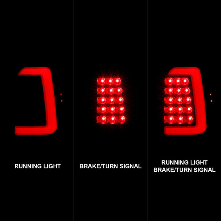 ANZO 1997-2004 Dodge Dakota LED Taillights Black Housing Clear Lens Pair - Bull Strap