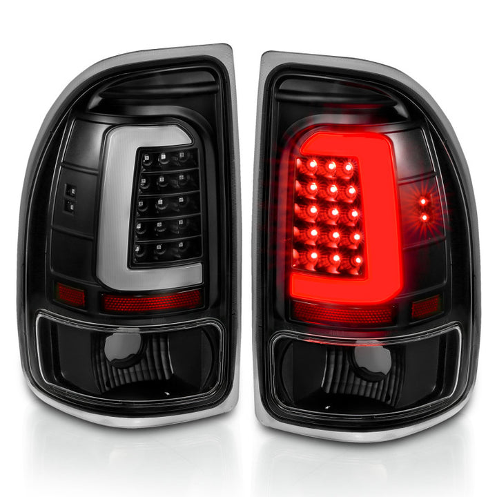 ANZO 1997-2004 Dodge Dakota LED Taillights Black Housing Clear Lens Pair - Bull Strap