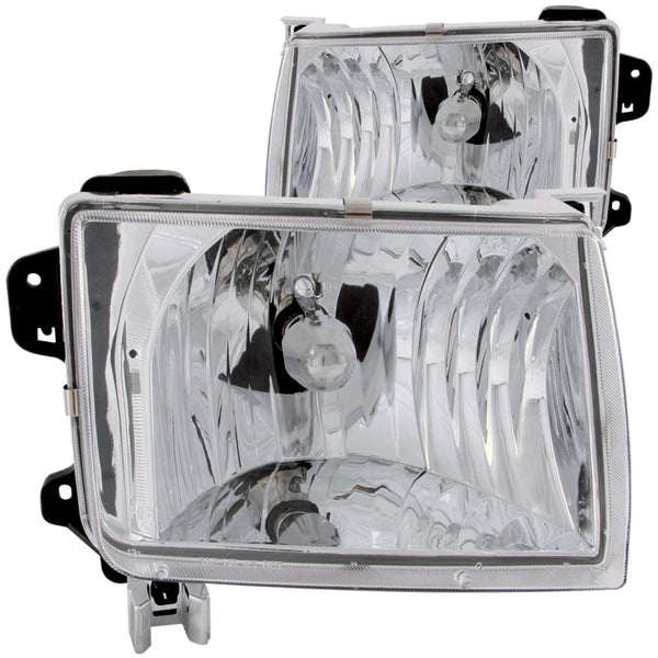 ANZO 1998-2000 Nissan Frontier Crystal Headlights Chrome - Bull Strap