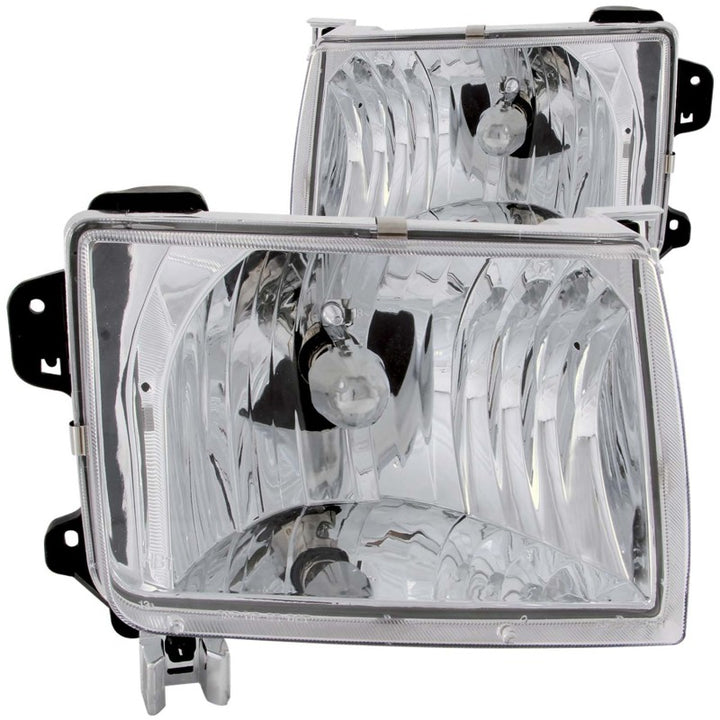 ANZO 1998-2000 Nissan Frontier Crystal Headlights Chrome - Bull Strap