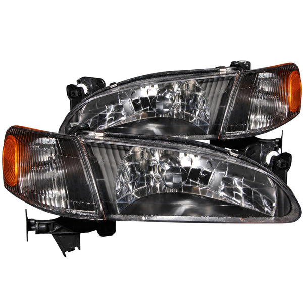 ANZO 1998-2000 Toyota Corolla Crystal Headlights Black - Bull Strap