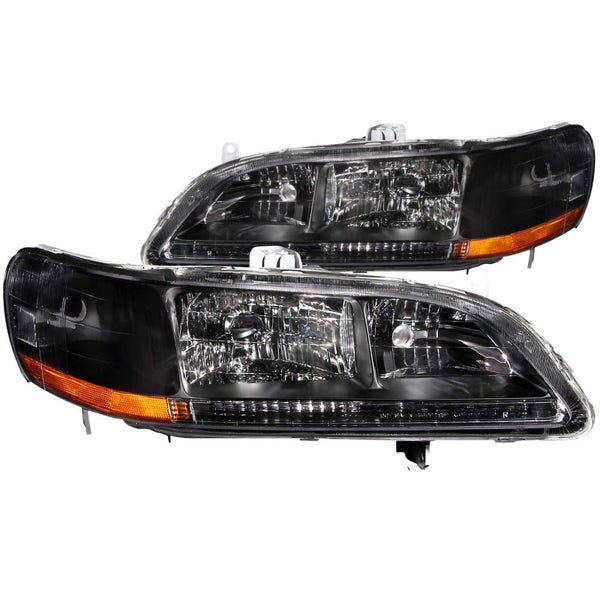 ANZO 1998-2002 Honda Accord Crystal Headlights Black - Bull Strap