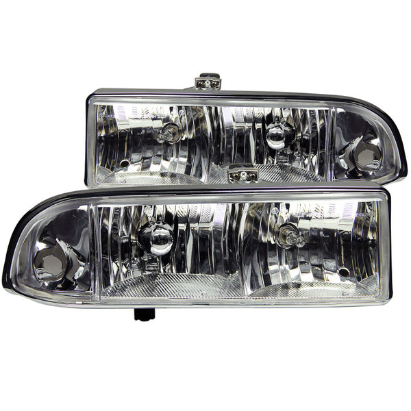 ANZO 1998-2005 Chevrolet S-10 Crystal Headlights Chrome - Bull Strap